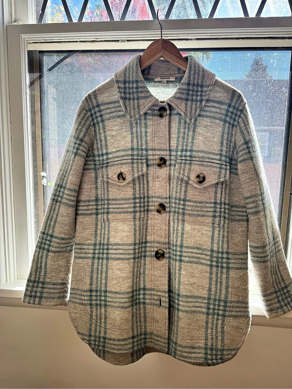 Madewell Plaid Boiled Wool Jacket Size XXS Like New